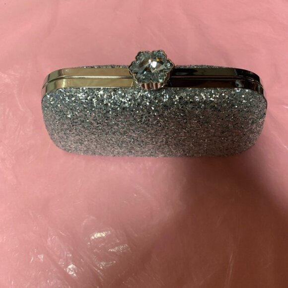 Silver Glitter Bling, Sequin, Rhinestone Evening Box Bag - Picture 6 of 8